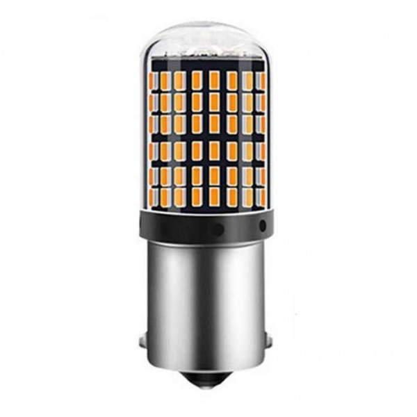 Лампочка в поворот BA15-3020-144SMD P21 ОРАНЖЕВЫЙ 1 контакт, цоколь BA15S (P21W)