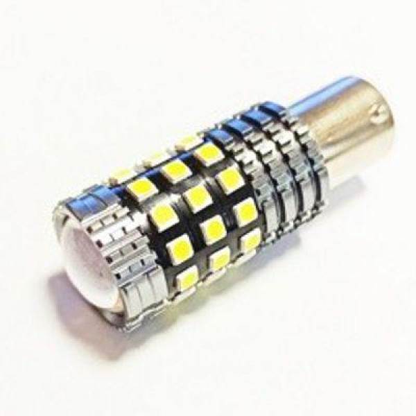 Светодиод BA15-3030-45SMD красный и белый 1 контакт, цоколь BA15S (P21W)