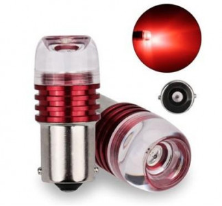 Светодиод BA15-5630-3SMD Красный 1 контакт, цоколь BA15S (P21W)