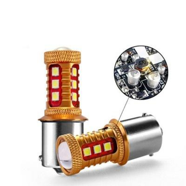 Светодиодные лампы в стопы и габариты BA15 3030-15SMD 1 контакт, цоколь BA15S (P21W)